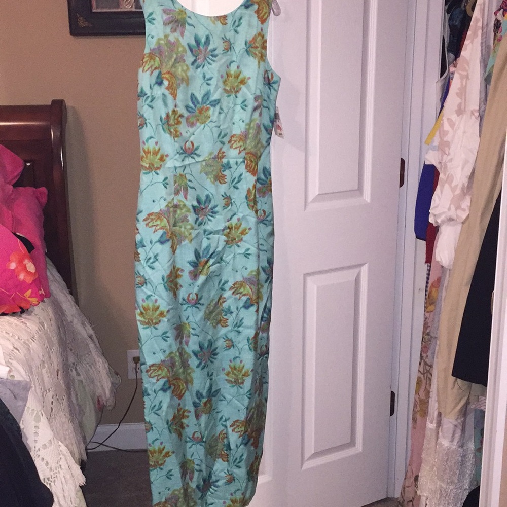 Maxi turquoise floral dress size 10